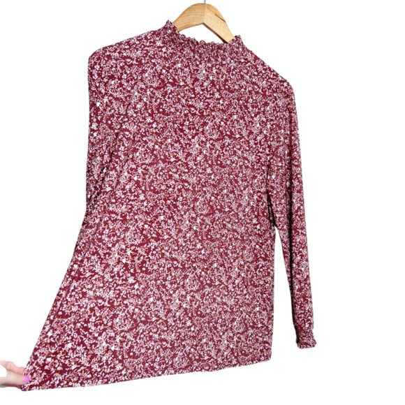 New with Tag Anne Klein Women's Mauve Pink Floral Long Sleeve Turtleneck Blouse - Picture 8 of 16